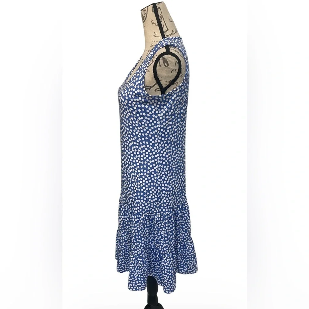 Blue Polka Dot Scoop Neck Mini Dress